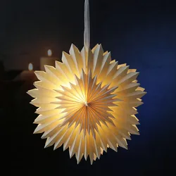 LED Papierstern EISBLUME - hängend - 6 warmweiße LED - D: 40cm - Batterie - Time...