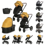 Lorelli Kombikinderwagen Boston 2 in 1 Sportsitz Babywanne Mückennetz bis 22 kg gelb