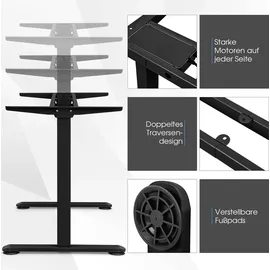 Costway zweimotoriges Tischgestell, höhenverstellbar 25mm/s Schreibtisch Rahmen mit Antikollisionsschutz & Speicherfunktion, Stehpultgestell 50dB, ... - Weiß