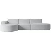 Altdecor Ecksofa Grau, Textil, 3-Sitzer, Ottomane links, L-Form Corner
