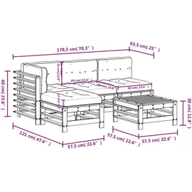 vidaXL 5-tlg. Garten-Lounge-Set mit Kissen Massivholz