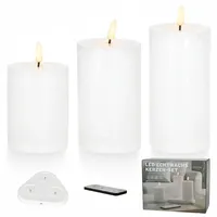 3 LED Echtwachskerzen USB Ladestation Fernbedienung Flackernde Flamme H:10/12/15