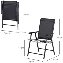 Outsunny Klappstuhl mit Armlehne 58 x 64 x 94 cm schwarz 2 St.