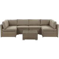 Beliani Gartenmöbel Set 6-Sitzer Loungeset braun