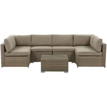 Beliani Gartenmöbel Set 6-Sitzer Loungeset braun