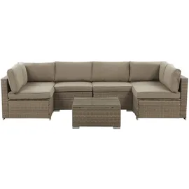 Beliani Gartenmöbel Set 6-Sitzer Loungeset braun