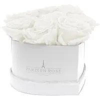 PARIS EN ROSE Rosenbox Herz Weiß-Silber mit 8 Weiße