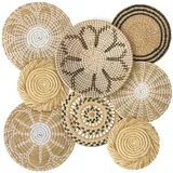 Xuhal Set mit 8 gewebten Wandkörben, handgefertigt, rustikales Boho-Dekor, handgefertigtes Weidenkorb, rund, Seegraskorb, Wandkunst für Zuhause, Küche, Bauernhaus, Tisch, Wohnzimmer