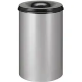 Proregal Selbstlöschender Papierkorb & Abfallsammler aus Metall | 110 Liter, HxØ 72x47cm | Alu-Grau, Kopfteil Schwarz