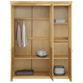 otto home Kleiderschrank OTTO HOME "Rauna, mit Lamellen und Kassetten, klassischer Landhausstil, rustikal", beige (natur geölt), B:159cm H:195cm T:60cm, Massivholz, Schränke, Kleiderschrank, massive Kiefer, Metallgriffe, mehrere Varianten, zeitloses Design