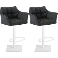 CLP 2er Set Barhocker Damaso Stoff weiß/dunkelgrau