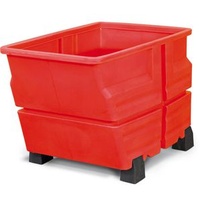 asecos Großbehälter 32031, 600 Liter, mit Füßen, rot, 124 x 85 x 83cm, aus Polyethylen