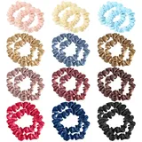24 Haargummis, Haargummis Aus Seide, Haargummis Aus Satin, Haargummis Für Damen, Haargummis Aus Seide Für Damen, Weiche Haargummis, Haargummis Aus Seide Für Lockiges Haar, Mini-Haargummis