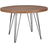KADIMA DESIGN Massivholz Esszimmertisch im Landhaus Look, 120 cm Durchmesser, runde Form.
