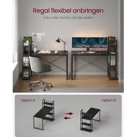 VASAGLE Computertisch, mit Regalböden rechts oder links