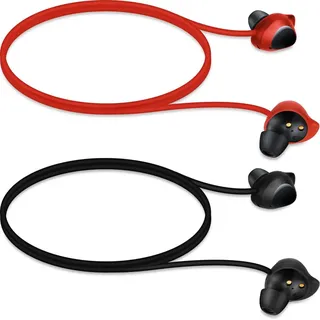 kwmobile 2X Halteband kompatibel mit Samsung Galaxy Buds/Buds Plus Headphones - Kopfhörer Halter Band Strap in Schwarz Rot