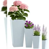 CLP Pflanzkübel groß 3er Set 40 x 40 x 40 cm Grau