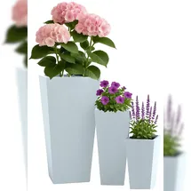 CLP Pflanzkübel groß 3er Set 40 x 40 x 40 cm Grau