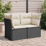 Festnight Polyrattan Gartenmöbel Sofa mit Stauraum 2 Sitzer-Gartensofa Gartenbank mit Auflagen Balkon Sofa Gartensofa Balkonmöbel Gartenmöbel Balkonbank Schwarz#2