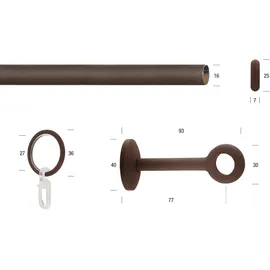 GARESA Gardinenstange GARESA "ESPERANCA", braun (rost), L:350cm Ø:16mm, Metall, Gardinenstangen, rustikale Vorhanggarnitur, verlängerbar, Eisen, Endkappe, mit Ringe