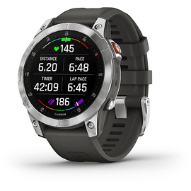 Garmin Epix Gen 2 Standard 47 mm Edelstahl silber mit Silikonarmband schiefergrau