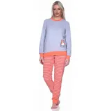 Normann Pyjama Damen Frottee Pyjama langarm mit Bündchen und Pinguin Stickerei rot 36/38