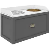 PawHut Hundenapf 2 x 2L Futternapf, erhöhter Fressnapf mit Schublade, Edelstahlnapf, Futterstation für große Hunde, Grau MDF B/H/L: ca. 30x36x60 cm - grau
