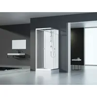 MARWELL Komplettdusche Fertigdusche White Dream 90 x 90 x 200 cm – Komplett Set inkl. Duschwanne und Armatur - reversibel aufbaubar - hochwertiges Aluminiumprofil System