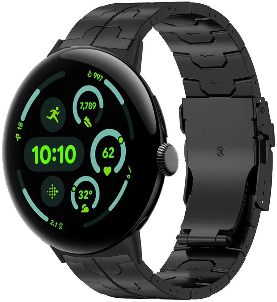Strap-it Google Pixel Watch 3 Armband Titan 'Iron' für Google Pixel Watch 3  - 45mm - Schwarz - Butterfly-Verschluss