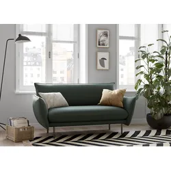 2-Sitzer ANDAS "Stine", grün, B:156cm H:86cm T:86cm, Struktur (100% Polyester), Struktur weich (85% Polyester/15% Nylon), Samtoptik (100% Polyester), Sofas, Besonderes Design durch Kissenoptik und Keder, by Morten Georgsen