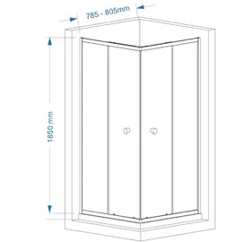 a&n&a aQualine AGGA BLACK Komplettdusche 80 x 185 cm Aqualine-BLF808