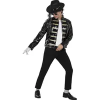 Funidelia | Michael Jackson Militär Jacke für Herren Popmusik, Musikgruppen, Sänger, 80er Jahre - Zubehör für Erwachsene, Zubehör für Kostüm - Größe L - XL - Schwarz