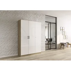 Rauch MINOSA Mehrzweckschrank 136 x 41 x 197 cm Eiche Artisan/Hochglanz Weiß/Graufmetallic