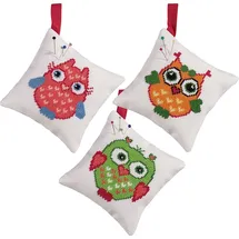 Permin Kreuzstich Stickpackung Nadelkissen Eule rot Zählmuster