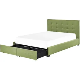 Beliani Bett mit Schubladen Stoff LA ROCHELLE 180 x 200 cm Grün