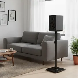 Relaxdays Lautsprecherständer Set, bis 10 kg, höhenverstellbar, 72-95cm, Boxenständer rutschfest, Metall & Glas, schwarz