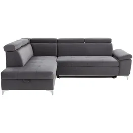 belluti Ecksofa Stoff 5-Sitzer Dunkelgrau