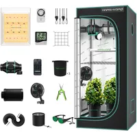 Mars Hydro Growzelt Komplettset,TS600 Vollspektrum Grow Lampe,60X60X140cm 1680D Hoch Reflektierend Mylar Grow Box Komplettset,mit 4" 205 CFM Ruhiges und Effizientes Belüftungssatz,10-Gang-Lüfter