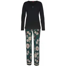 s.Oliver Damen Pyjama schwarz-dunkelgrün Gr.32/34