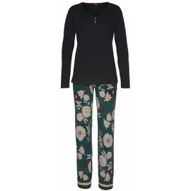 s.Oliver Damen Pyjama schwarz-dunkelgrün Gr.32/34