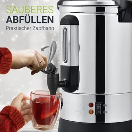 Juskys Glühweinkocher Teramo 7 Liter aus Edelstahl mit Zapfhahn, Heißgetränkespender Glühweinkessel