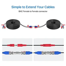 ZOSI 2X 30 Meter BNC Video Kabel Erweiterungskabel mit BNC RCA Adapter für CCTV Überwachungskamera System, Schwarz