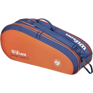 Wilson Roland-Garros 2026 Team 6er-Pack Tennisschlägertasche, Fasst bis zu 6 Schläger, Mit einer großen Zubehörtasche für Kleidung, Farbe: Clay/Navy
