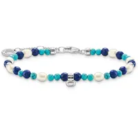 Thomas Sabo Armband mit blauen Steinen und Perlen aus 925 Sterlingsilber A2064-775-7 Größe 19