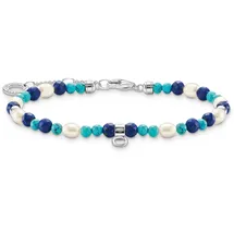 Thomas Sabo Armband mit blauen Steinen und Perlen aus 925 Sterlingsilber A2064-775-7 Größe 19