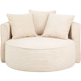 LeGer Home by Lena Gercke XXL-Sessel "Isalie, Lesesessel, Loveseat, inklusive Zierkissen", beige (elfenbein), B:153cm H:98cm T:145cm, LEGER HOME BY LENA GERCKE, Sessel, XXL-Sessel, extra große Sitzfläche, optional mit Hocker, Cord, Samt, Bouclé