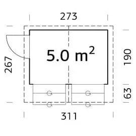Palmako Stella 2,73 x 1,9 m natur/grau