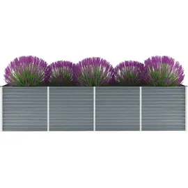 vidaXL Garten-Hochbeet verzinkter Stahl rechteckig 320 x 80 x 77 cm Grau 