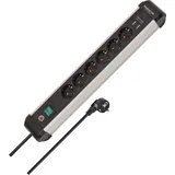 Brennenstuhl Premium-Alu-Line, 6-fach, 2x USB-A, 3m, silber/schwarz (1391030610)