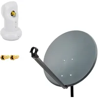 PremiumX Satelliten-Komplettanlage 80cm Satellitenschüssel Anthrazit TV Satellitenantenne SAT Single
